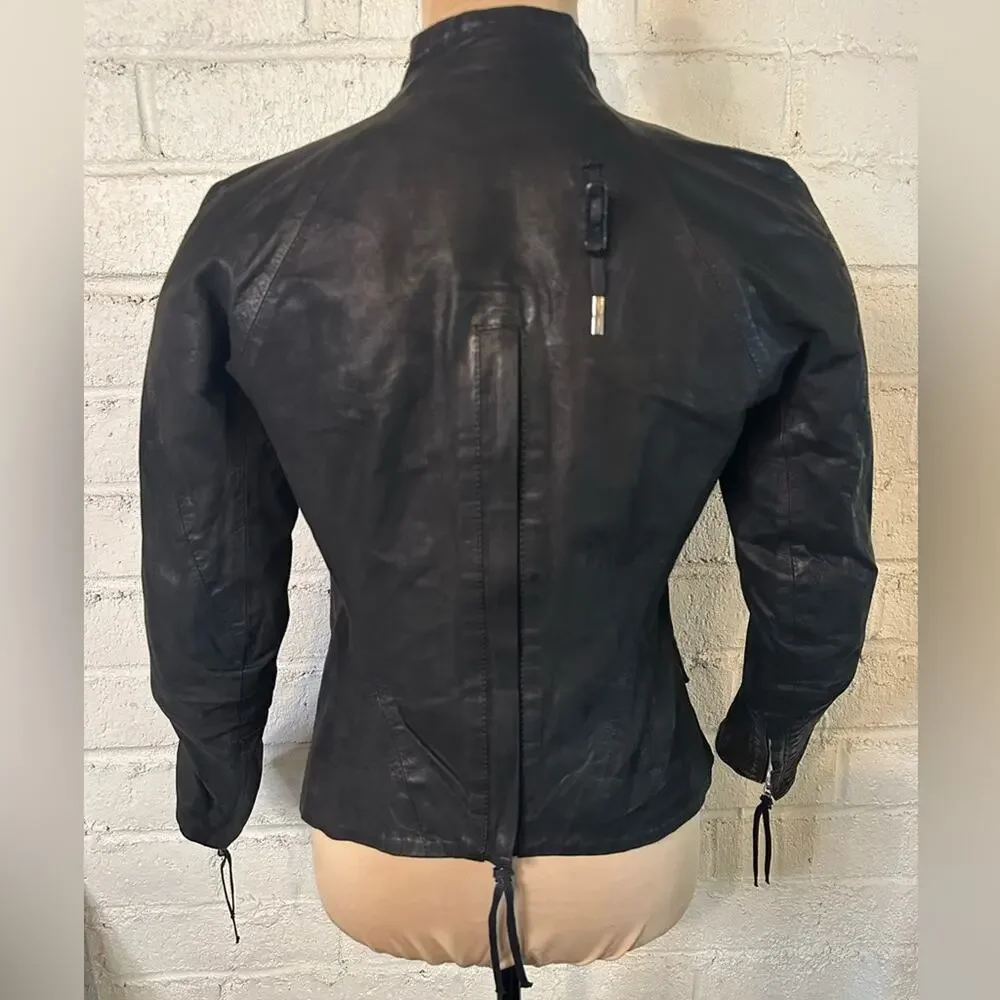 11 By Boris Bidjan Saberi Black Waxed Leather Jacket size XS 90's Grunge Zippers
